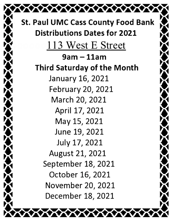 2021 01 13 Food Bank 2021 dates page0001