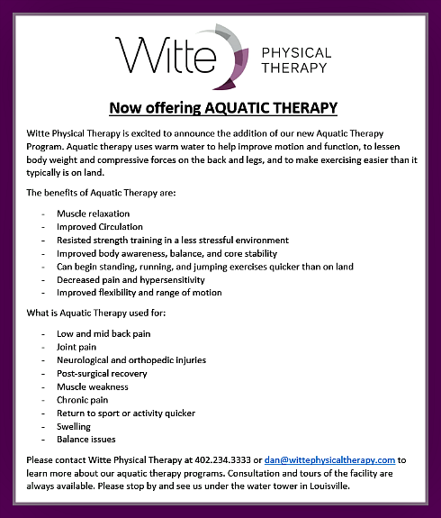 2016 11 16 Aquatic Therapy Newsletter