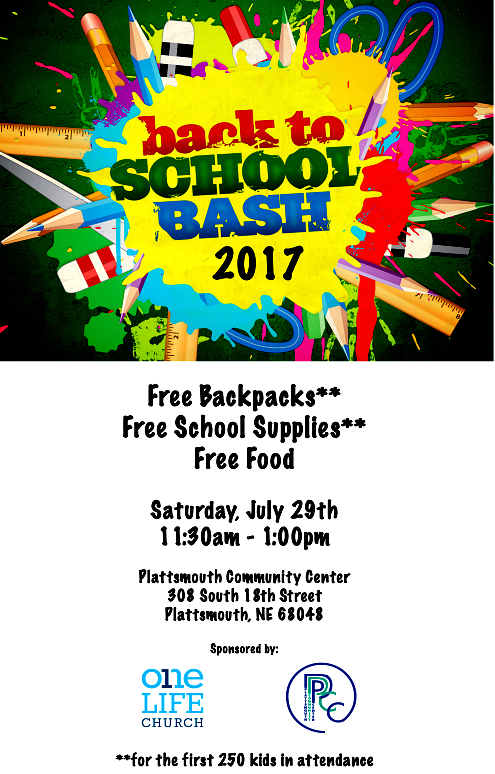 2017 07 19 PLT One Life Chrch Back2SchoolBash2017Poster