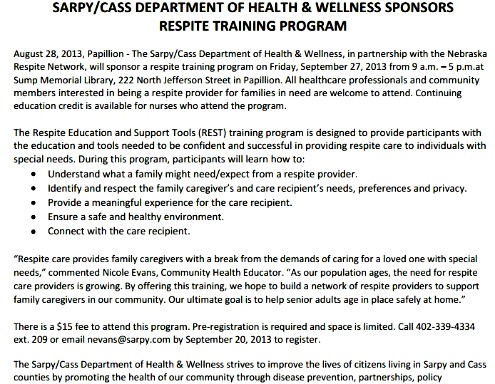 2013-09-11 SARPY_CASS_RESPITE_TRAIN