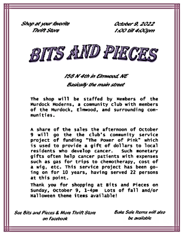 2022 09 28 ELM Bits and Pieces sale 1