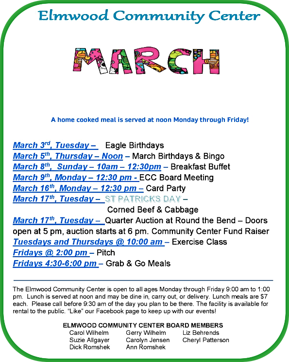 2026 03 04 ELM ECC March Schedule of events page 001