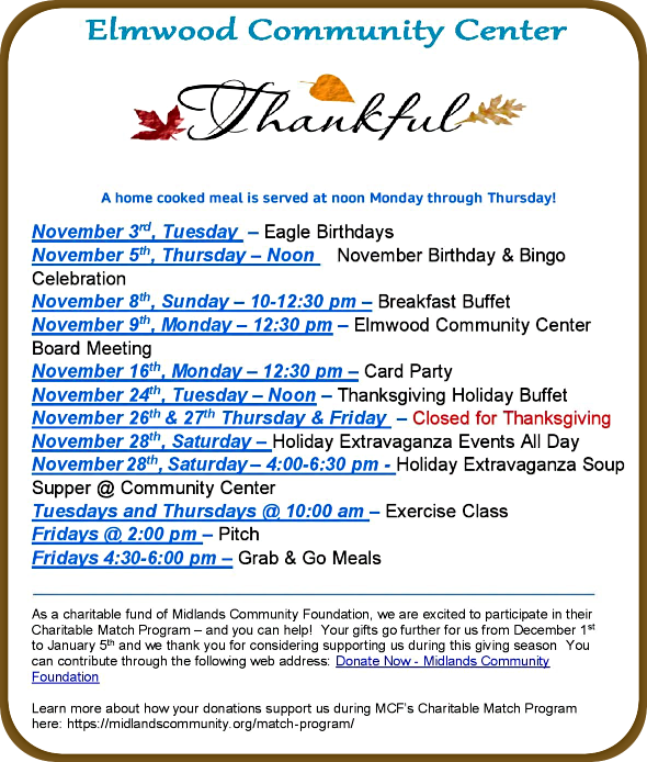 2026 10 28 ELM CC Nov events