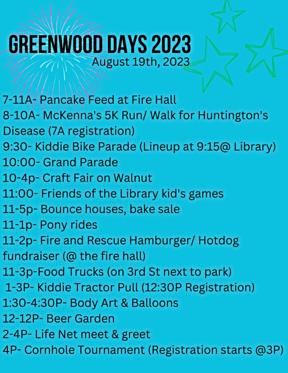 2023 08 16 GRN Days Schedule of Events