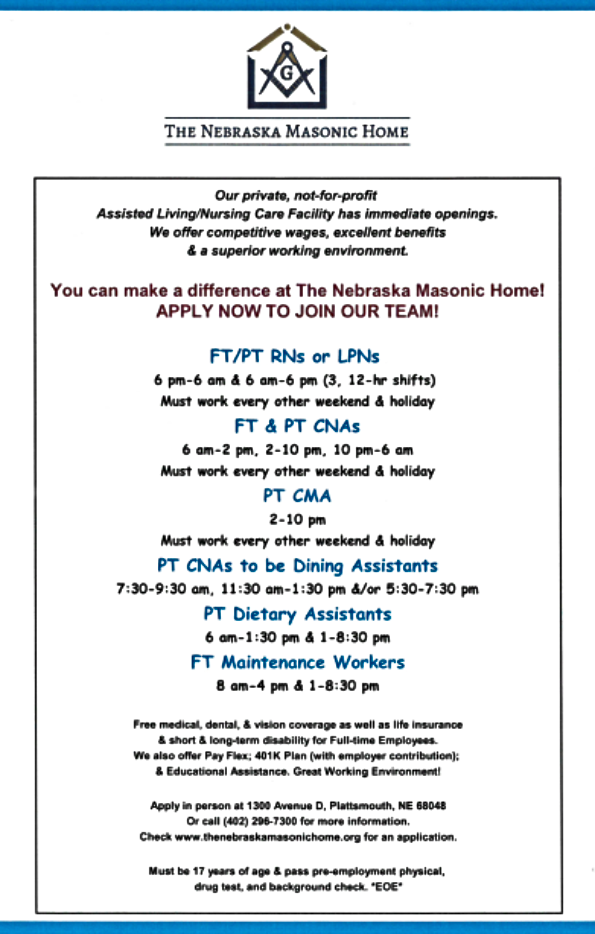 2022 06 29 Masonic Home jobs 1