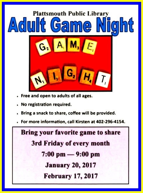 2017 01 18 PLT Library Adult Game Night