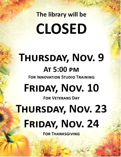 017 11 08 PLT Library Closed