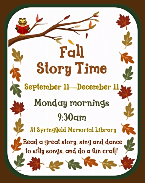 2023 10 18 SPR LIBRARY Fall Story Time Flyer
