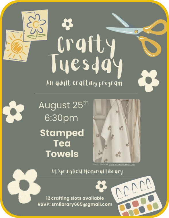 2026 08 19 SPR LIBRARY T TOWELS Crafty Tuesday
